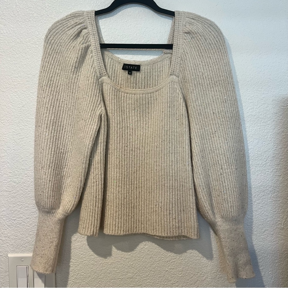 1. State cream sparkly sweater